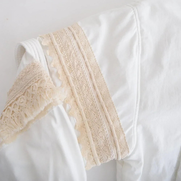 Free People FP Movement Solstice Bomber Cream Crochet Trim Lace Jacket Boho L - Picture 11 of 15